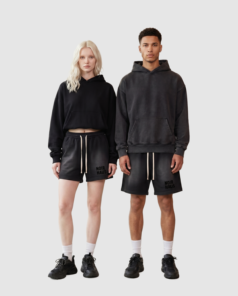 Sun Fade Raw Edge Cotton Shorts