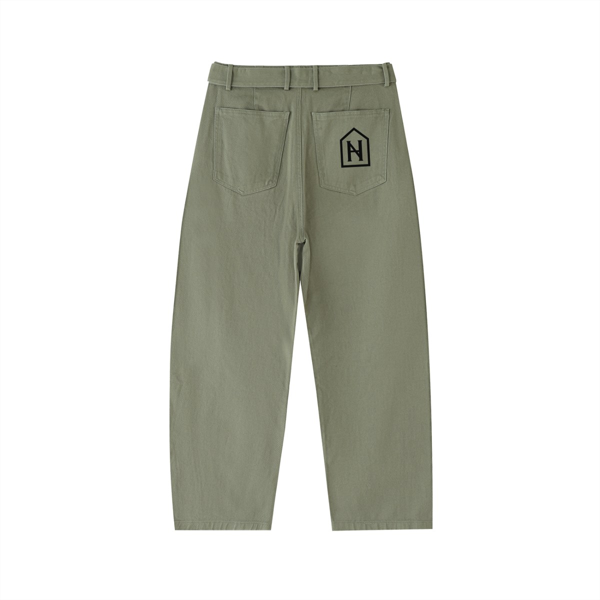 NOIRHAUS Belted Barrel-leg Chino Pants