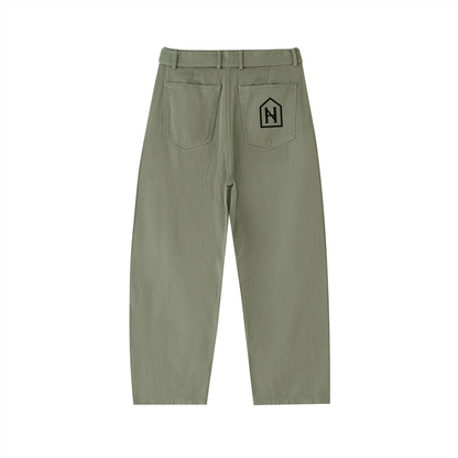 NOIRHAUS Belted Barrel-leg Chino Pants