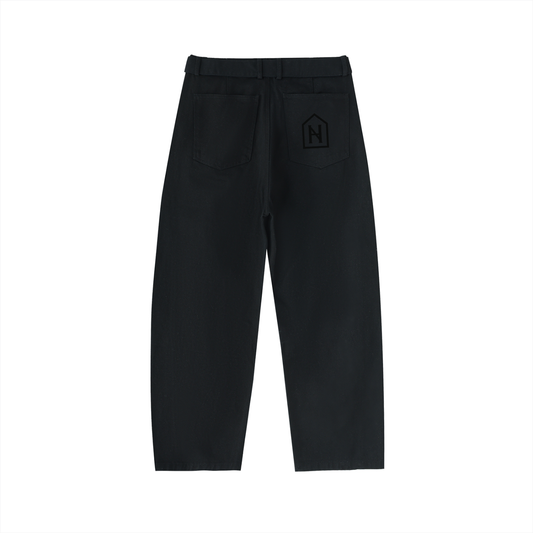 NOIRHAUS Belted Barrel-leg Chino Pants
