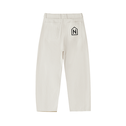 NOIRHAUS Belted Barrel-leg Chino Pants
