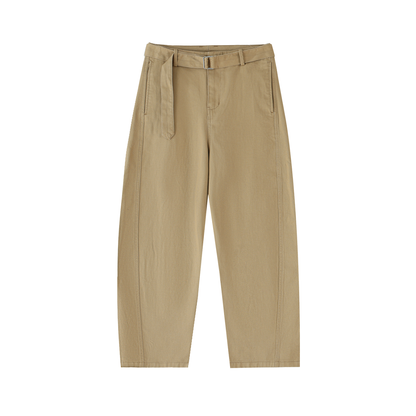 NOIRHAUS Belted Barrel-leg Chino Pants