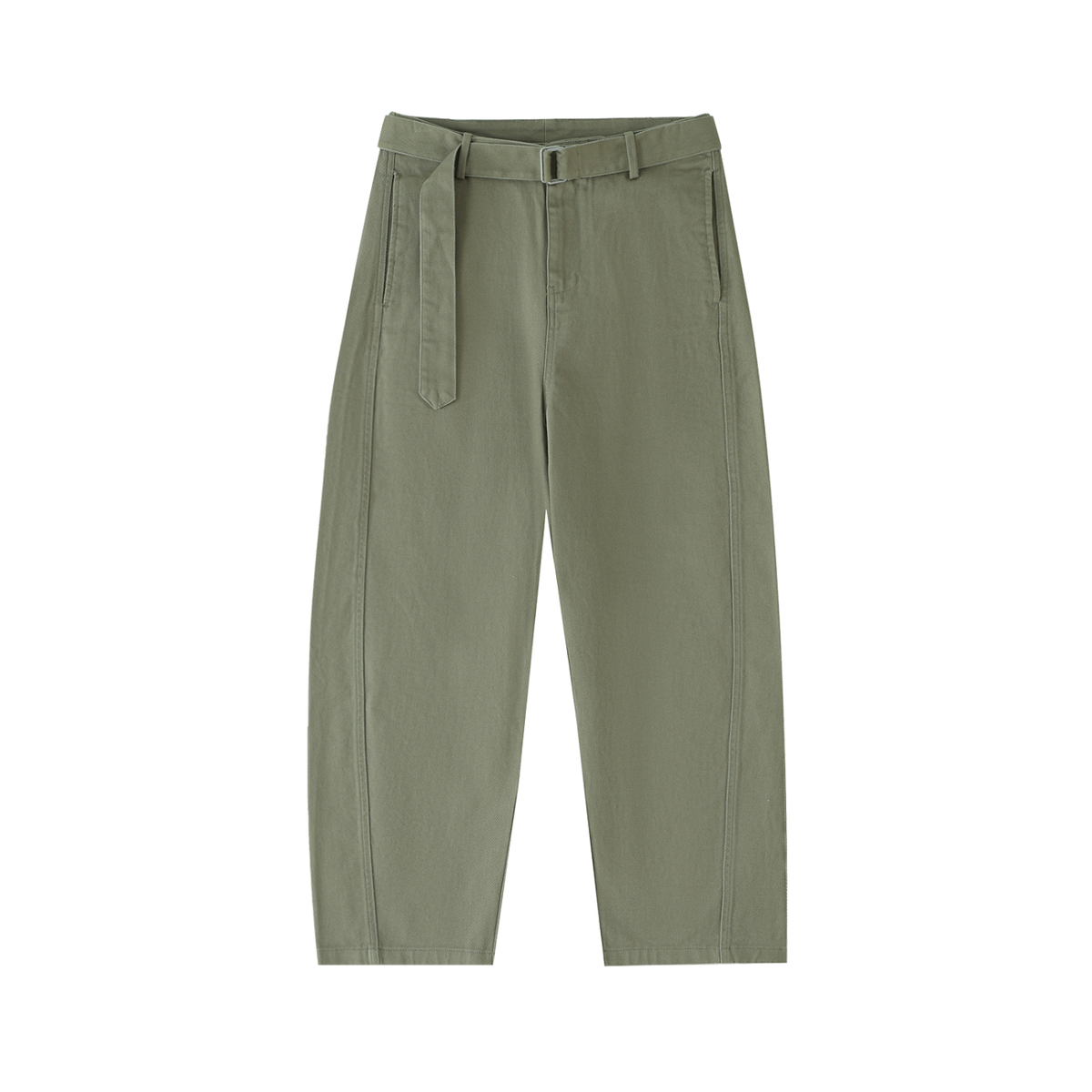 NOIRHAUS Belted Barrel-leg Chino Pants
