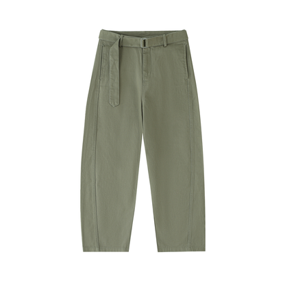 NOIRHAUS Belted Barrel-leg Chino Pants