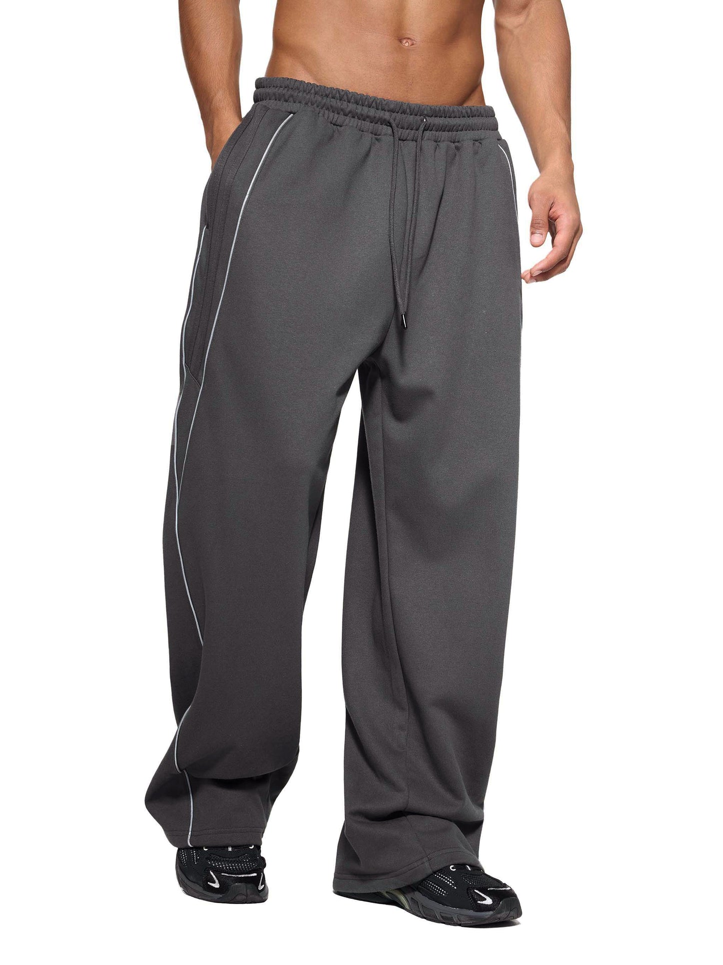 NOIRHAUS Striped Straight-Leg Sweatpants